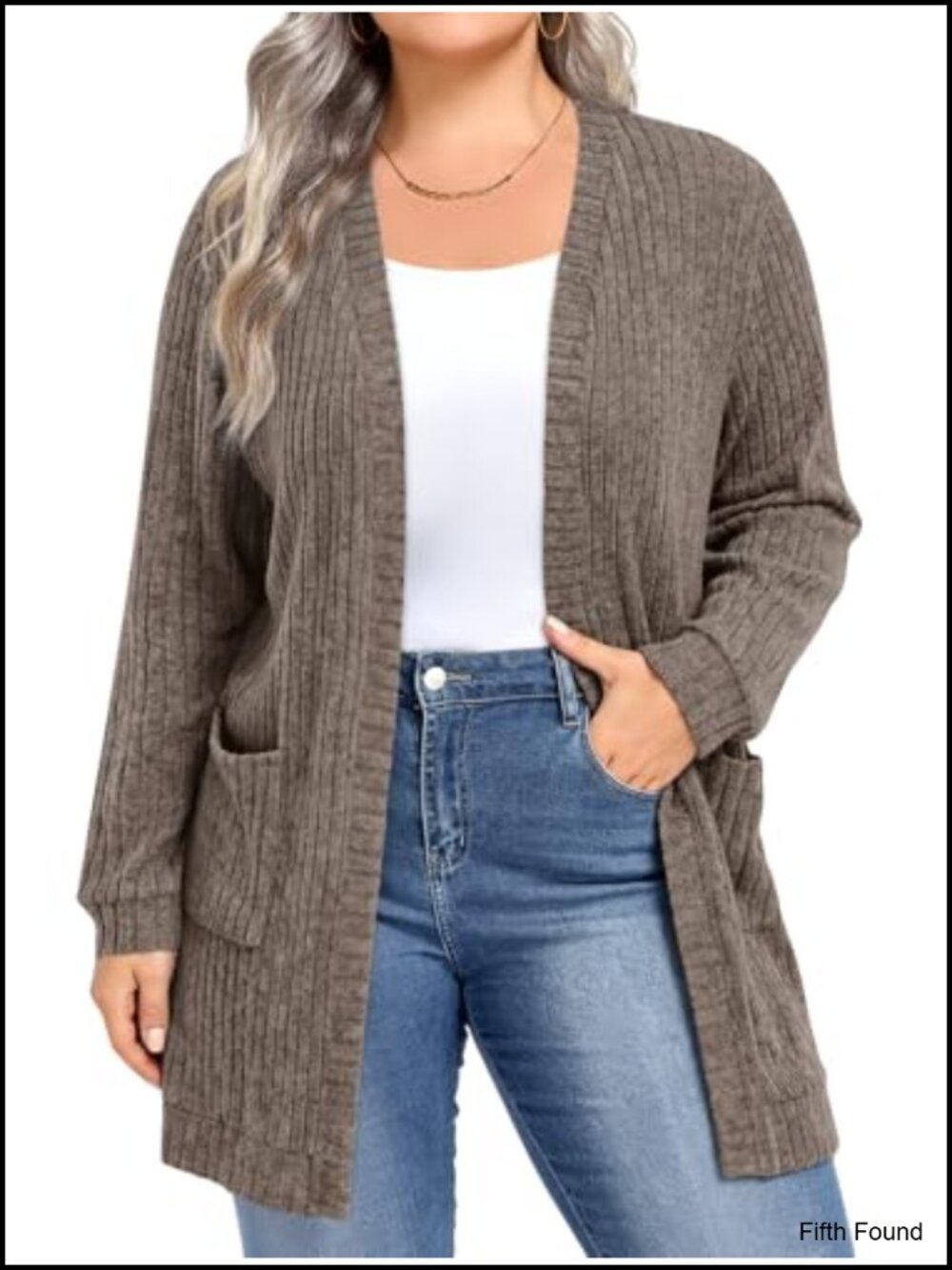 Plus Size Open Front Oversized Cardigan Soft Brushed Rib Knit Sweater